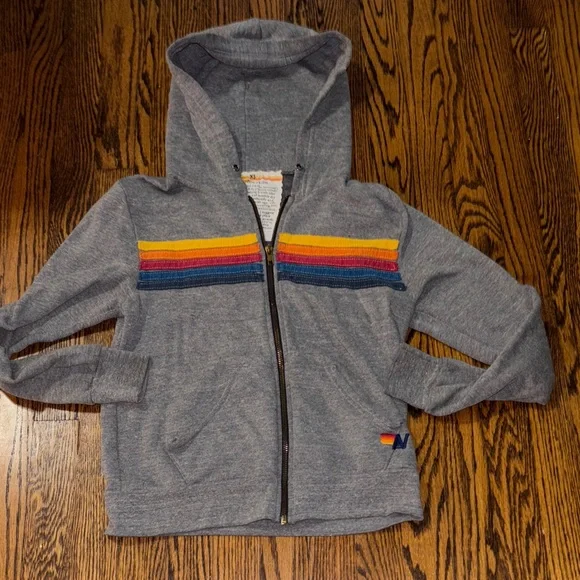Women’s Aviator Nation Gray Hoodie with Rainbow Stripes size XS - Picture 1 of 1